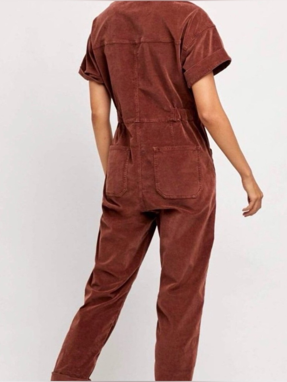 Free People Brick Brown Short-Sleeve Utility Jumpsuit - Picture 2 of 9